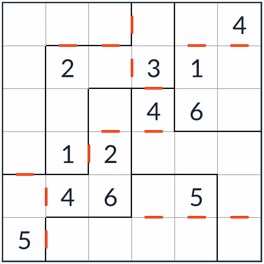sudoku consecutivo irregular 6x6 rompecabezas