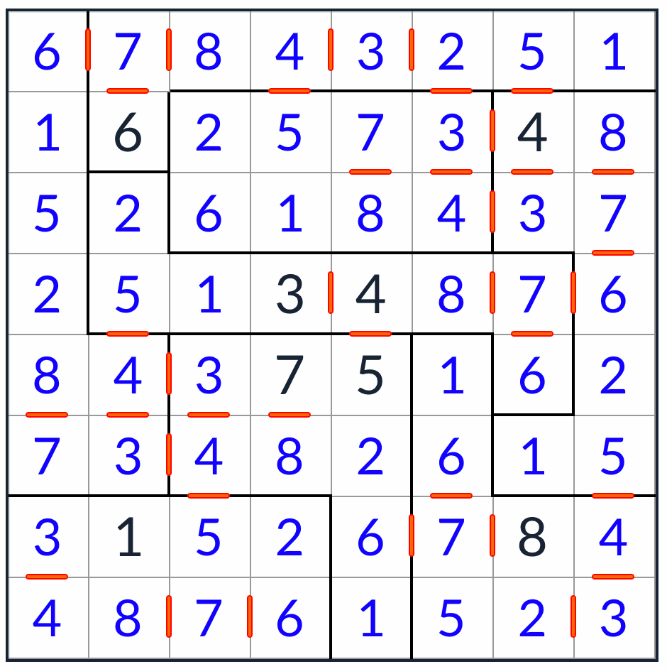 Solución de sudoku 8x8 consecutiva irregular
