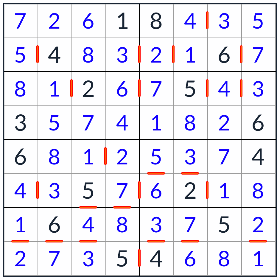 Solución consecutiva de sudoku 8x8 consecutiva