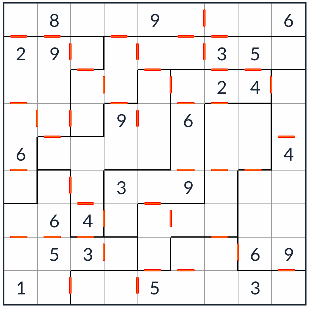 rompecabezas de sudoku consecutivo irregular