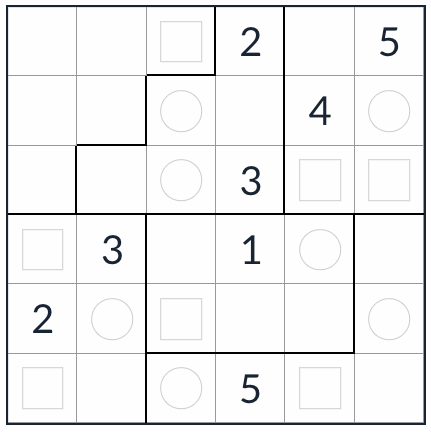 Anti-rey Irregular Even-Odd Sudoku 6x6