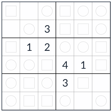 Anti-rey par-odd sudoku 6x6