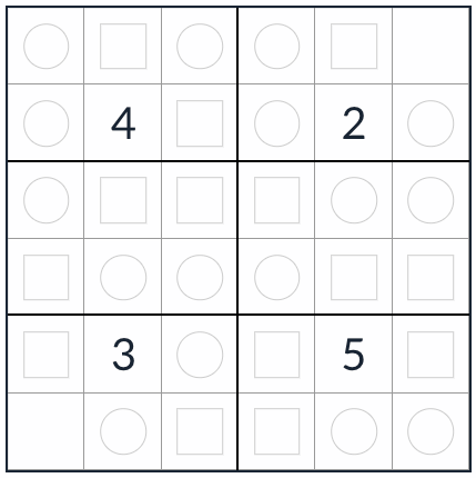 Anti-nudoso par-Odd Sudoku 6x6