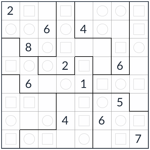 Anti-nudito Irregular Even-Odd Sudoku 8x8
