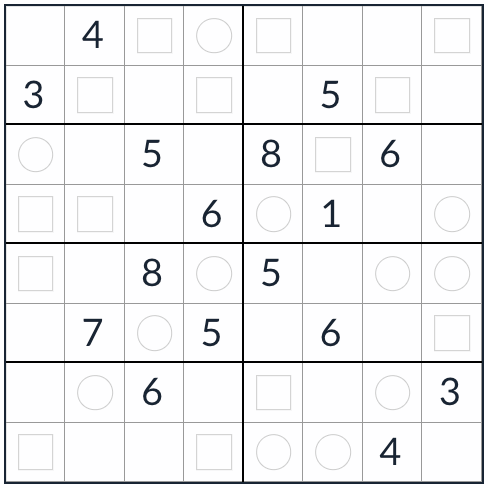 Anti-nudoso par-Odd Sudoku 8x8