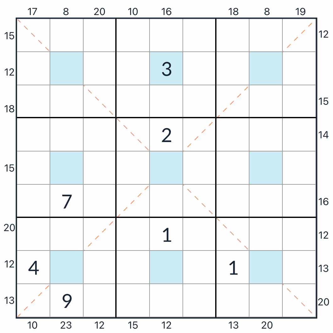 Marco de punto central anti-diagonal sudoku