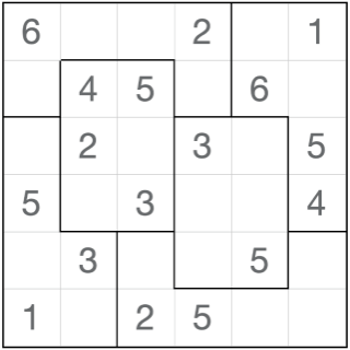 Rompecabezas sudoku 6x6