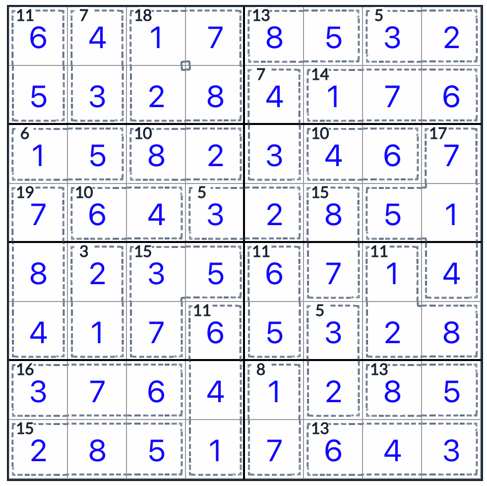 anti-nknight killer sudoku 8x8 solución