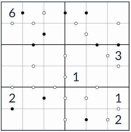 Anti-rey Kropki Sudoku 6x6