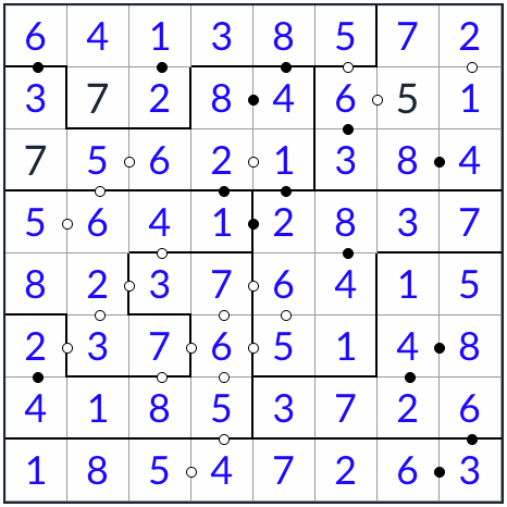 anti-nudoso kropki sudoku 8x8 solución