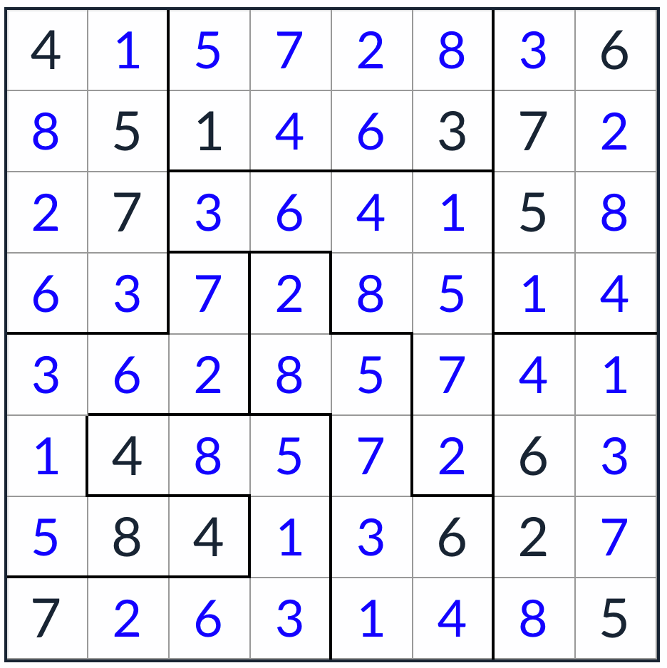*solución irregular no consecutiva de sudoku 8x8