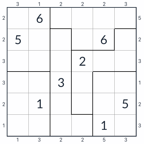 Skyscraper irregular anti-rey Sudoku 6x6