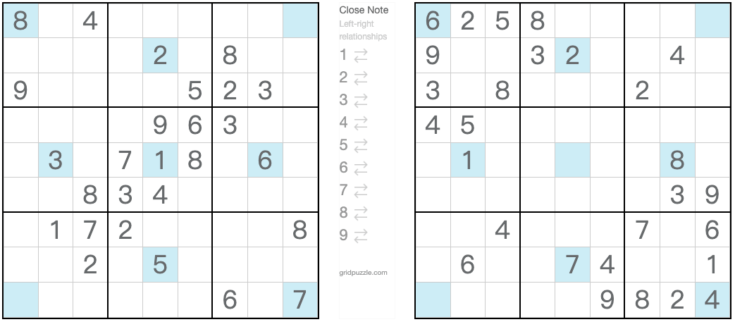Girandola Sudoku correspondiente