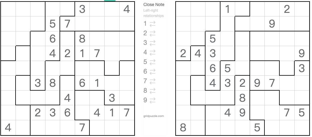 Twin Correspondiente Jigsaw Sudoku de rey
