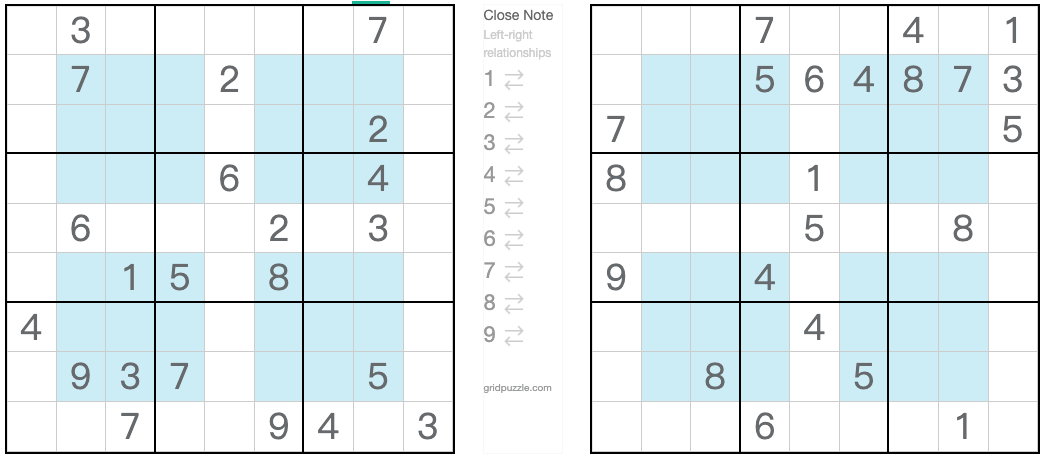 Twin correspondiente Anti-Knight Hyper Sudoku