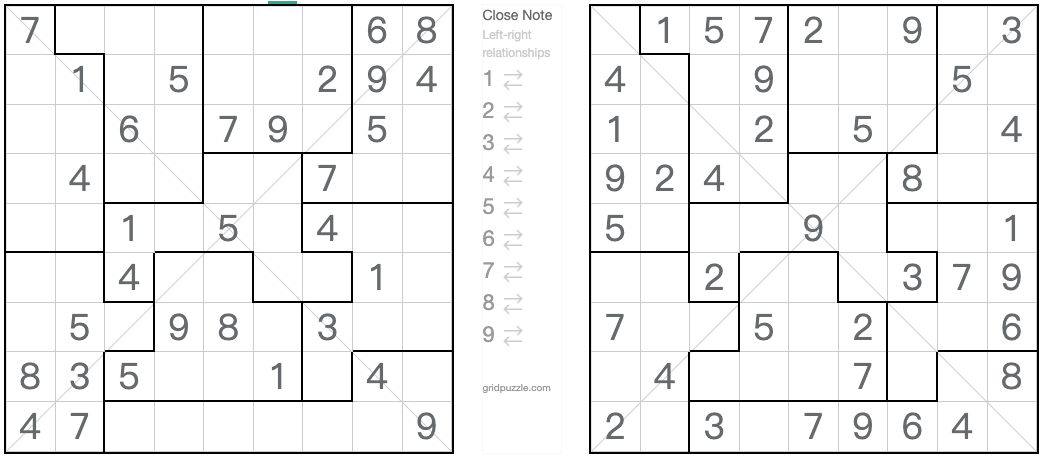 Jigsaw diagonal de Twin correspondiente Sudoku