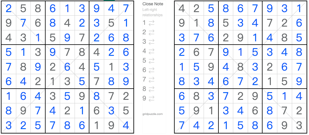 Twin Correspondiente solución de sudoku anti-knight
