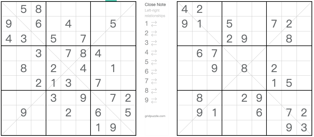 Twin correspondiente cuestión de sudoku anti-nudos diagonal