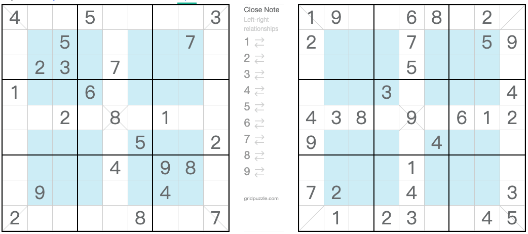 Twin cuestión de hiper sudoku diagonal correspondiente